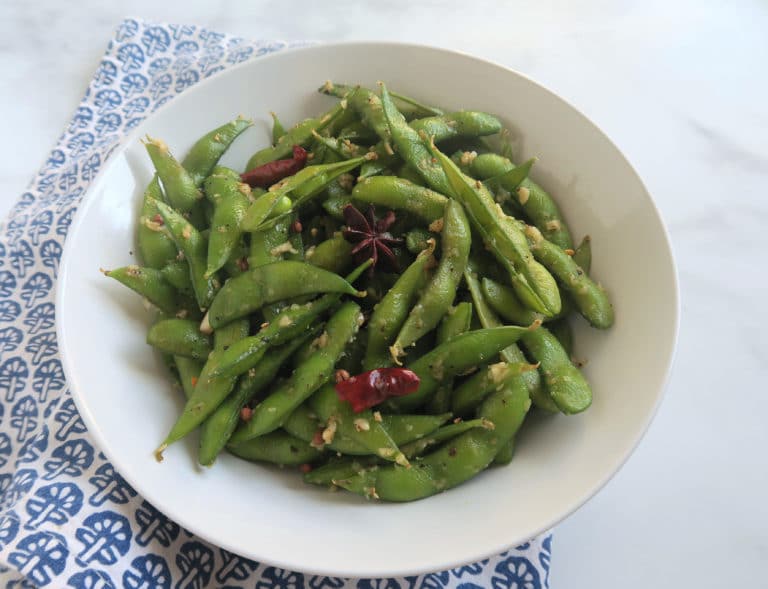Garlic Black Pepper Edamame Cooking in Chinglish
