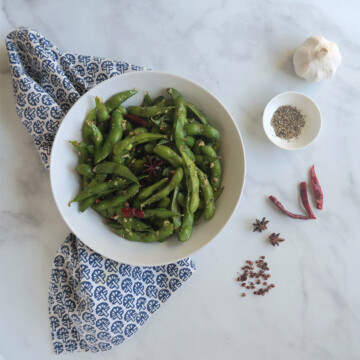 edamame beans with spice.