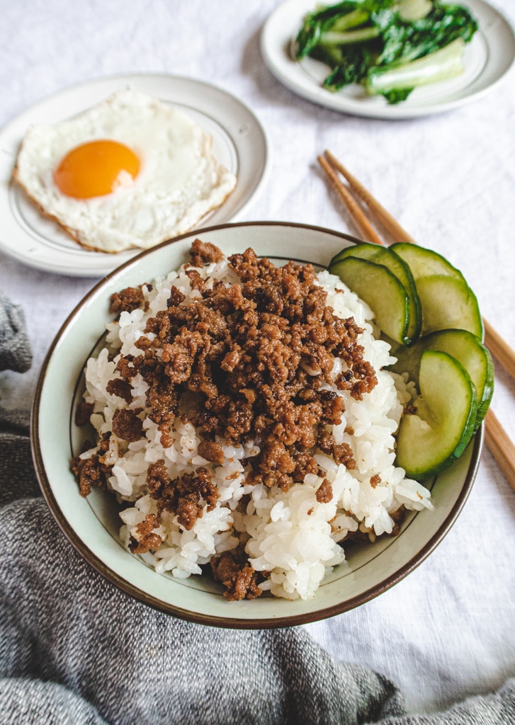 Taiwanese minced pork on rice 