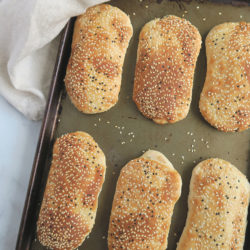 Taiwanese shaobing on a baking pan.