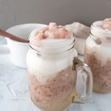 two cups of taro sago with coconut milk.