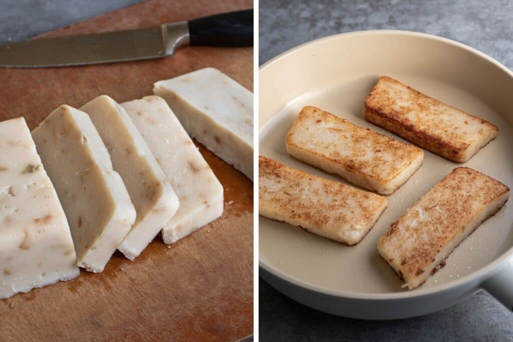 Taiwanese Turnip Cake (Made With Basmati Rice) Cooking in Chinglish